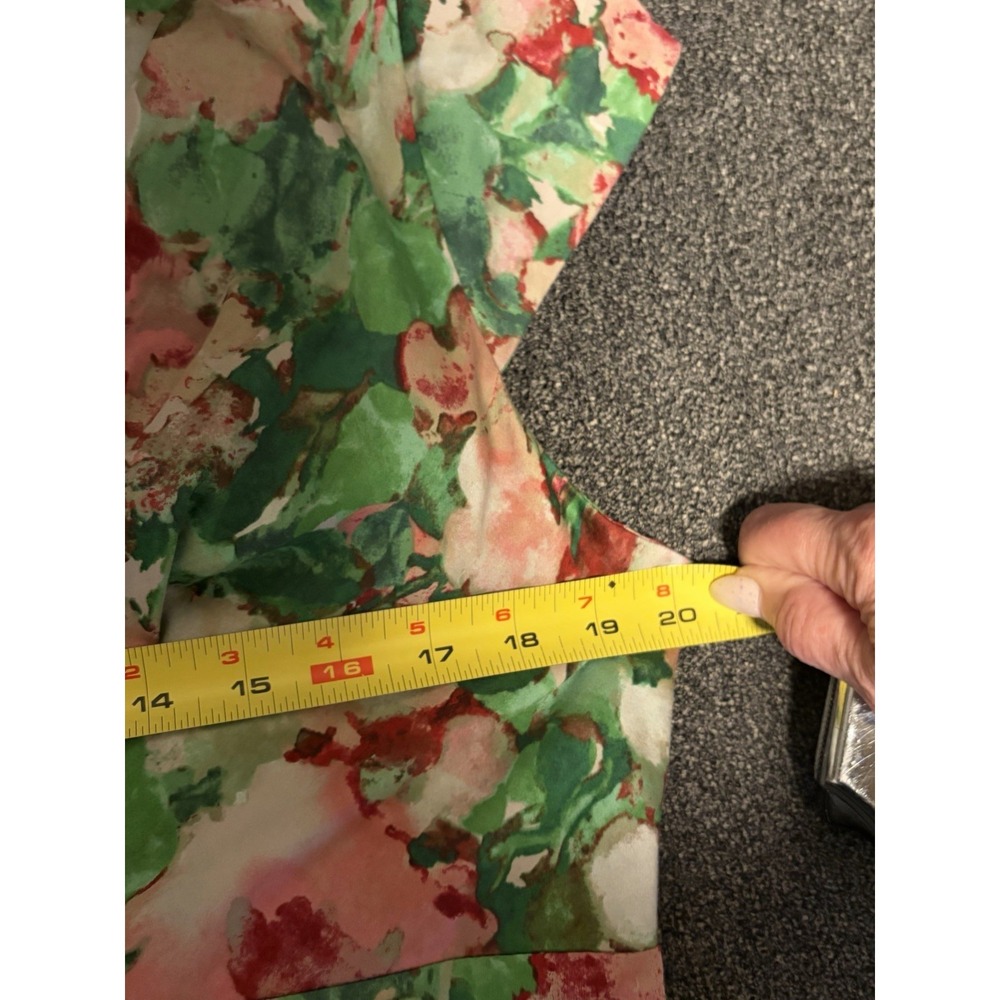 Talbots Cotton Sun Dress~12~ Watercolor Floral Fitted Belted V Nk Cap Sl Cottage - Picture 13 of 16